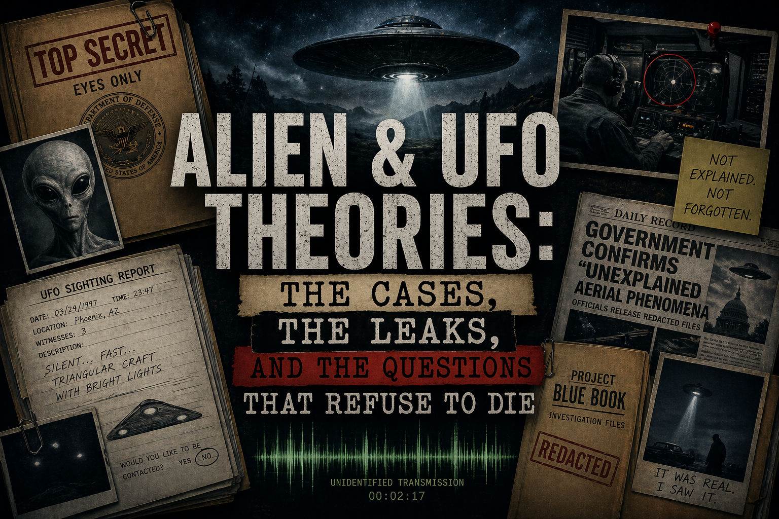 Read more about the article Alien & UFO Theories: The Cases, the Leaks, and the Questions That Refuse to Die