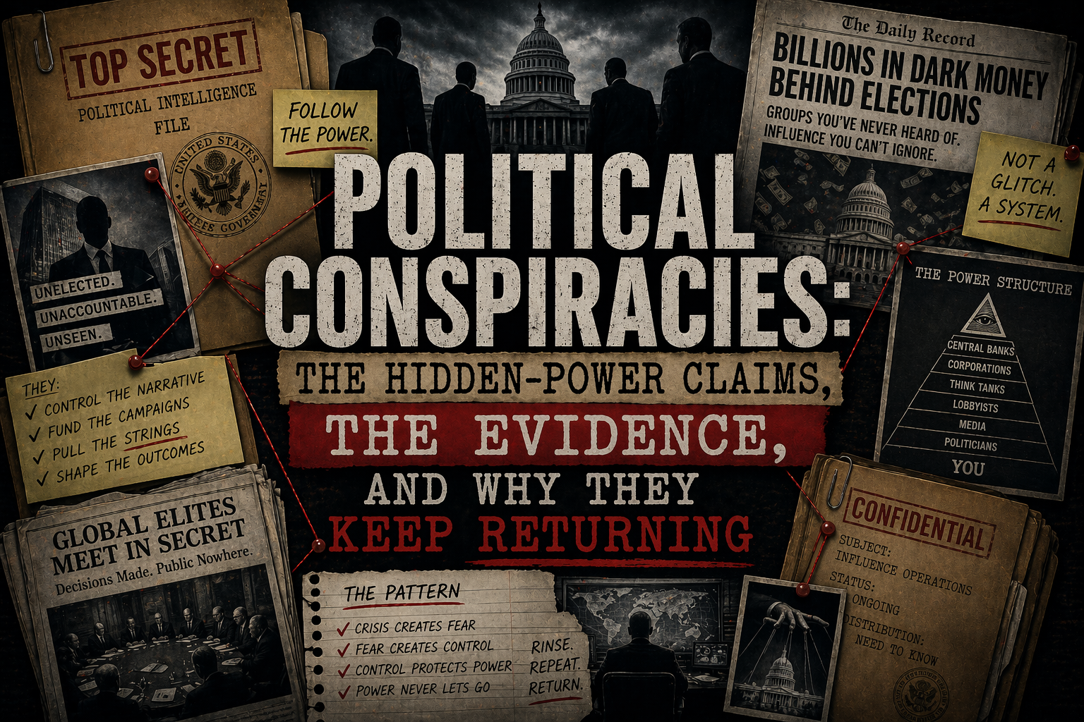 Read more about the article Political Conspiracies: The Hidden-Power Claims, the Evidence, and Why They Keep Returning