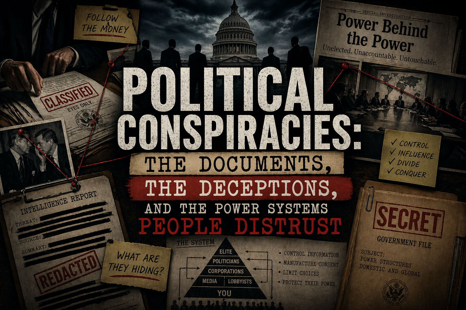 Read more about the article Political Conspiracies: The Documents, the Deceptions, and the Power Systems People Distrust