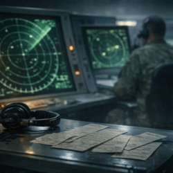 Documentary-style image of a radar operations room for a UFO radar evidence article.